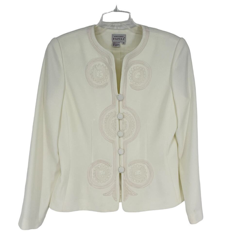 Vintage Adrianna Papell Skirt & Top Set Embroidered White‎ 8 - Picture 5 of 12